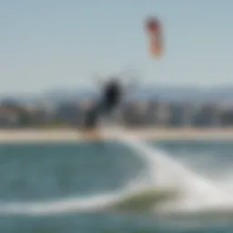 A vibrant kiteboarding scene capturing the essence of Alameda's waterfront.