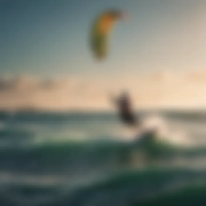 A kiteboarder skillfully maneuvering with a 10m kite in the ocean