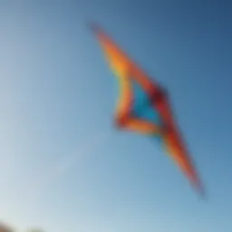 A vibrant 10m kite soaring high in the clear blue sky