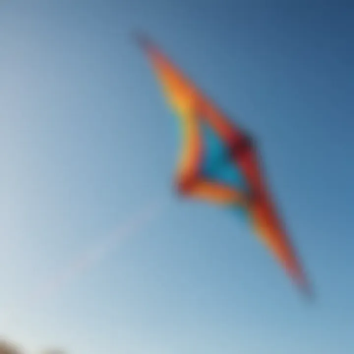 A vibrant 10m kite soaring high in the clear blue sky