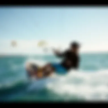 Kiteboarding enthusiast using the Click Bar during a session