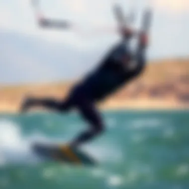 Dynamic kiteboarder showcasing agility in a 4mm wet suit