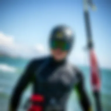 Kiteboarder selecting the perfect fit for optimal performance