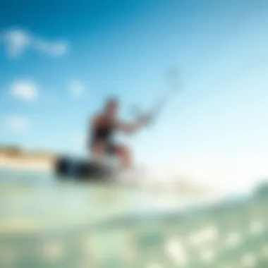 Kiteboarder using Dyneema line on a vibrant beach