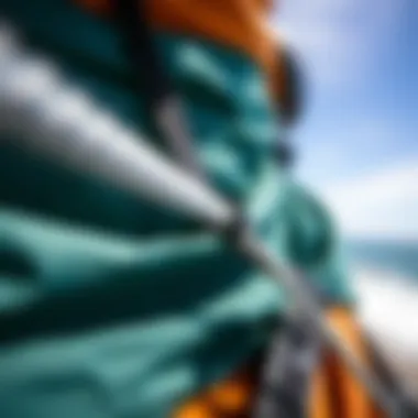 Close-up of Dyneema line in kiteboarding gear
