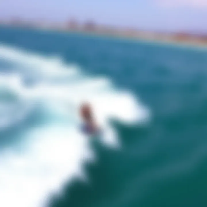 Kiteboarders navigating the waves of El Cuyo, demonstrating the ideal wind conditions for the sport.