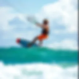 A stunning kiteboarder riding the waves at Cat Cay