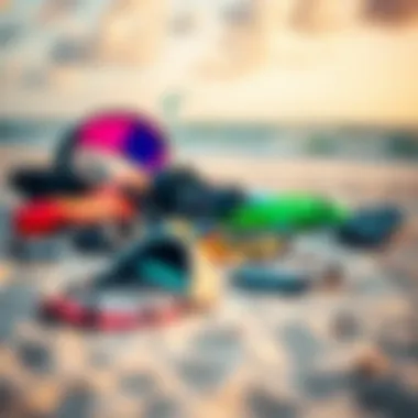 Kiteboarding Gear on the Beach Kiteboarding gear laid out ready for an adventure on the beach