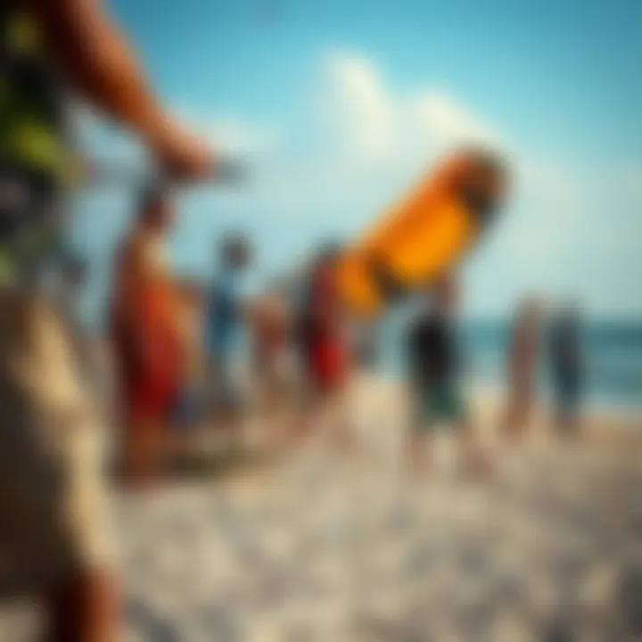 Community gathering of kiteboarding enthusiasts