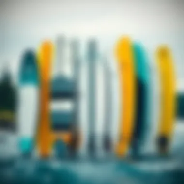 Variety of Foil Surfing Boards Selection of different types of foil surfing boards