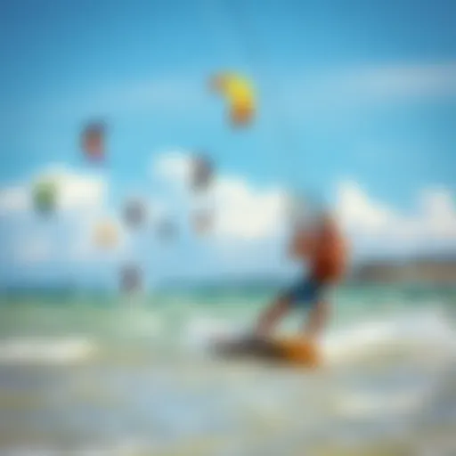 A vibrant kiteboarding scene at Fort Lauderdale beach showcasing colorful kites in the sky.