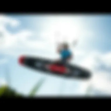 Future of Foil Technology in Kiteboarding A futuristic concept illustration depicting the evolution of foil technology in kiteboarding.