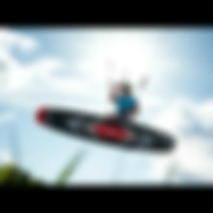 Future of Foil Technology in Kiteboarding A futuristic concept illustration depicting the evolution of foil technology in kiteboarding.