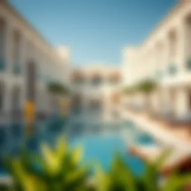 Elegant Hotel Pool Area with Relaxation Spaces Dakhla hotel pool area with relaxation spaces