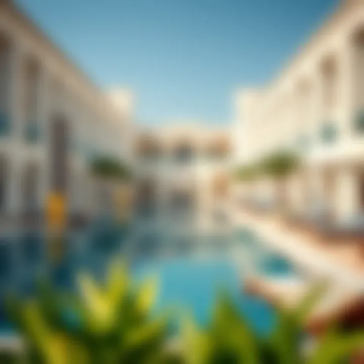 Elegant Hotel Pool Area with Relaxation Spaces Dakhla hotel pool area with relaxation spaces
