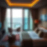 Luxurious hotel room with ocean view