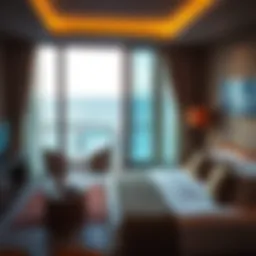 Luxurious hotel room with ocean view