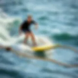 Hydro foil surf board in action on the water