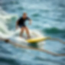 Hydro foil surf board in action on the water