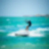 Close-up view of a hydrofoil board in action on the water