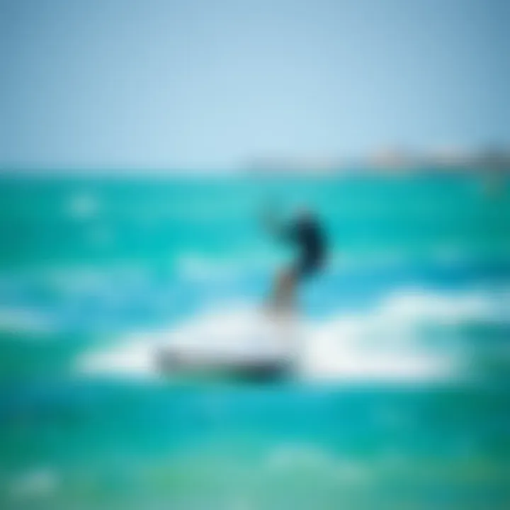 Close-up view of a hydrofoil board in action on the water