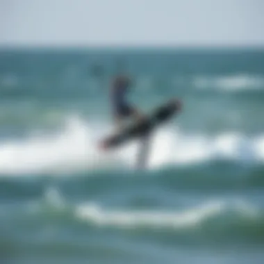 Dynamic shot showcasing the hydrofoil's lift on a wave