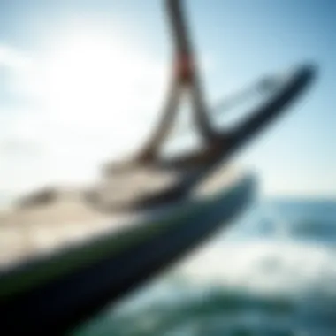 Close-up of hydrofoil technology showcasing the board's design