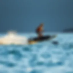 Hydrofoil paddle board gliding above the water surface