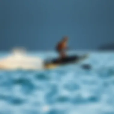 Hydrofoil paddle board gliding above the water surface