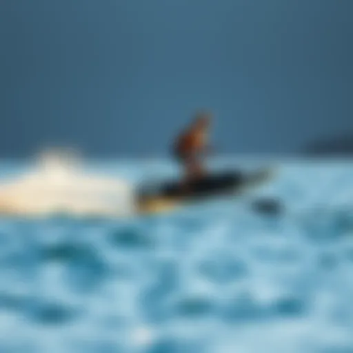 Hydrofoil paddle board gliding above the water surface