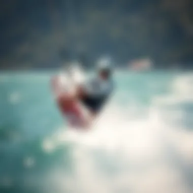 A kiteboarder executing advanced maneuvers on the water