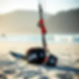 High-quality Ion kitesurfing gear displayed on a beach