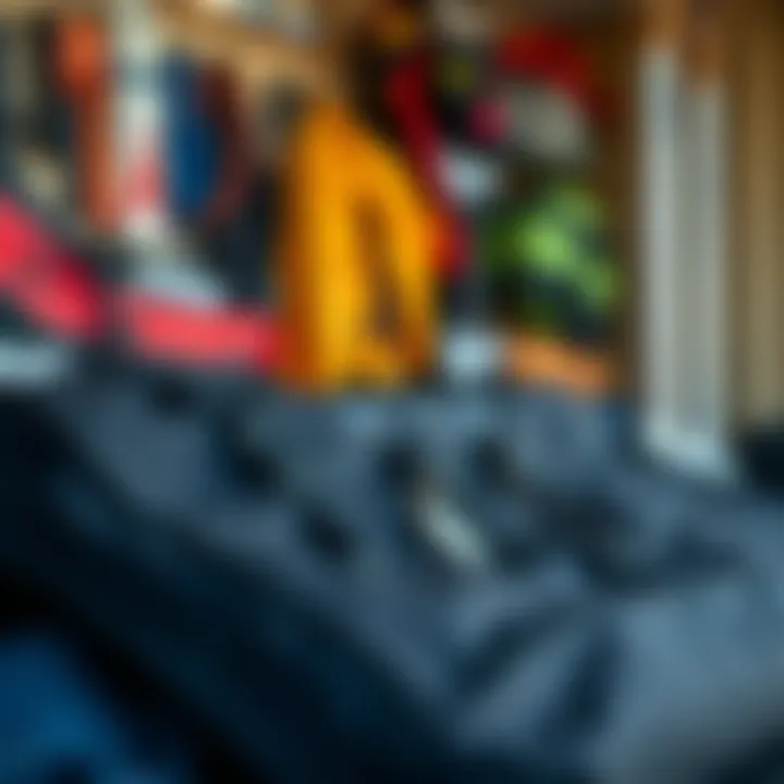 Maintenance tips displayed alongside kite bags and accessories