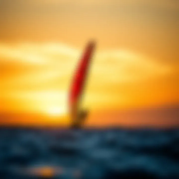 Kite Sailing at Sunset A breathtaking kite sailing scene over the ocean at sunset