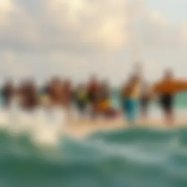 Kiteboarding Community in Antigua Dynamic view of a kiteboarding community gathering on the beach