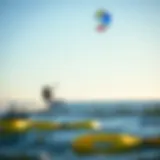 Vibrant kite surfing action on the Charleston coastline