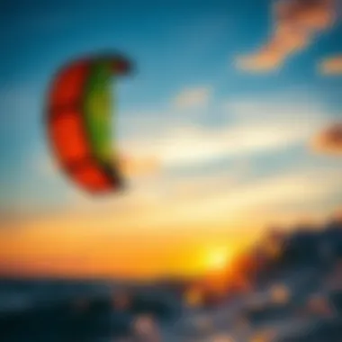 Sunset Kiteboarding in Paradise A vibrant kite soaring in the sky during sunset at the Florida Keys