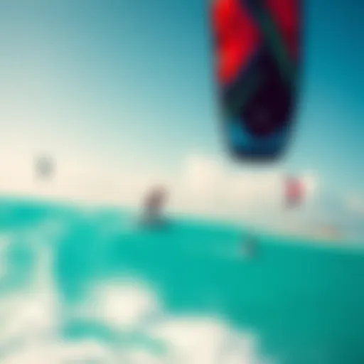 A stunning view of kite surfers gliding over turquoise waters in Tulum