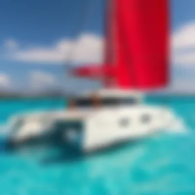 Catamaran sailing in crystal-clear waters