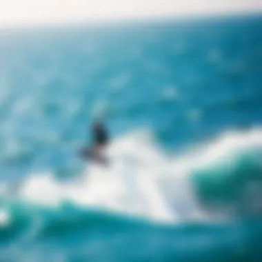 Kiteboarder soaring above the ocean