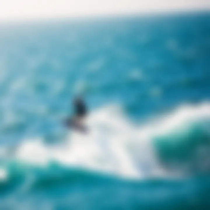 Kiteboarder soaring above the ocean