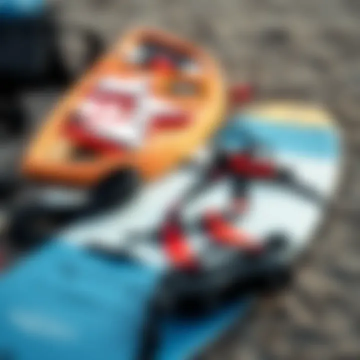 Gear Essentials: Preparing for Kiteboarding Essential kiteboarding gear laid out neatly, including a kite, board, and harness, showcasing necessary equipment for beginners.