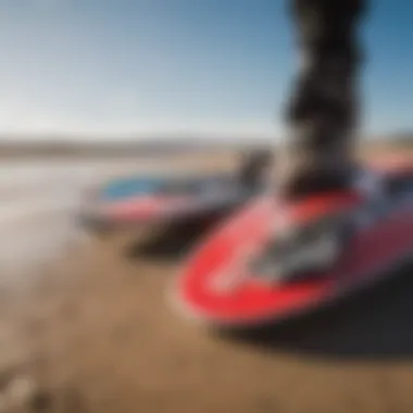 Close-up of specialized kiteboarding equipment