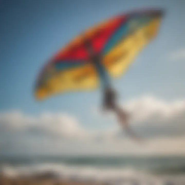 Close-up of kitesurf kite specifications and design features