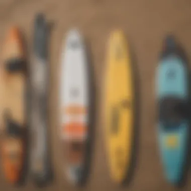 A collage featuring different kitesurf board types