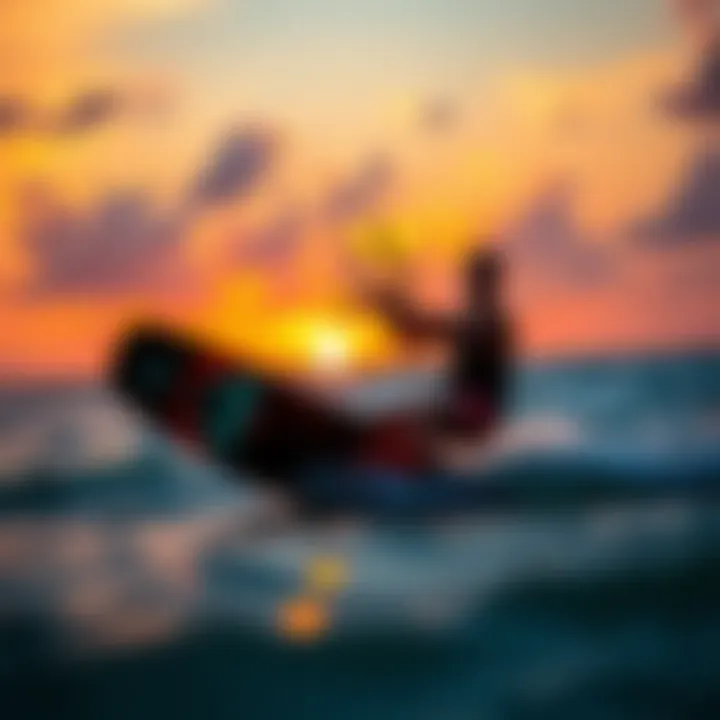 Sunset Kitesurfing Experience Kitesurfing at sunset with vibrant sky colors