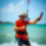 Kitesurfing instructor demonstrating techniques