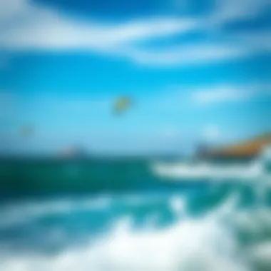 Stunning view of kitesurfers riding the waves in Peru's coastal landscape