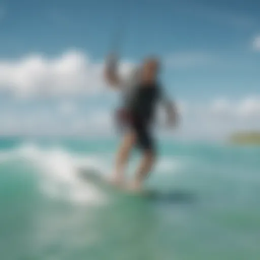 A vibrant kitesurfer gliding over the turquoise waters of Tulum