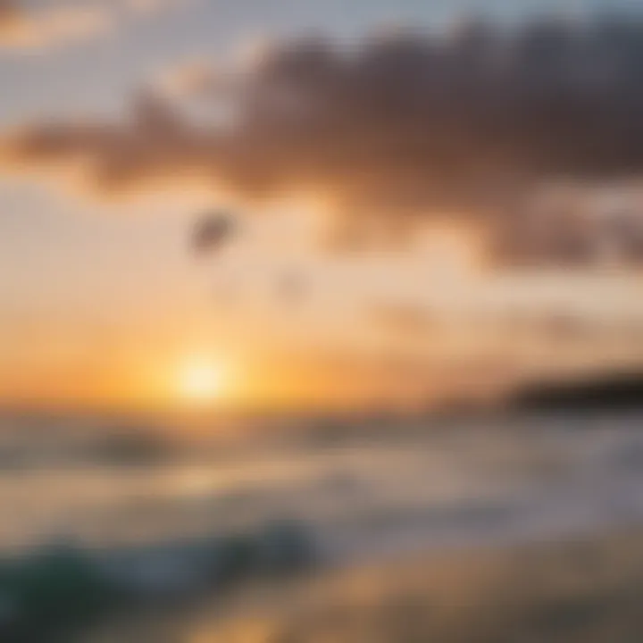 Local kitesurfing community enjoying a sunset session